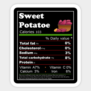 Sweet Potatoes Nutrition Facts Thanksgiving Sticker